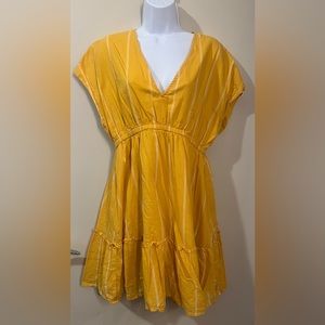 Yellow V-Neck Tiered Summer Dress
